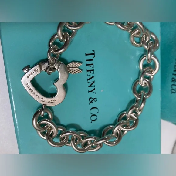 Pre-owned Tiffany & Co. Heart Arrow Motif Chain Bracelet Silver 925 - Picture 3 of 8